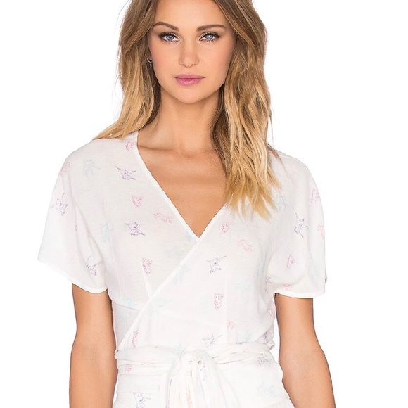Wildfox Couture Short Sleeve Wrap Top Size Small - Picture 1 of 9